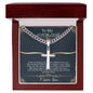 Artisan Cross Necklace For My Husband on Cuban Chain w/ MC