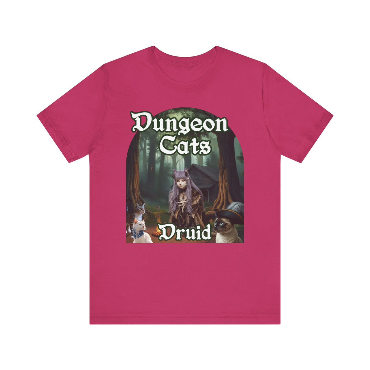 Dungeon Cats Druid Unisex Jersey Short Sleeve Tee